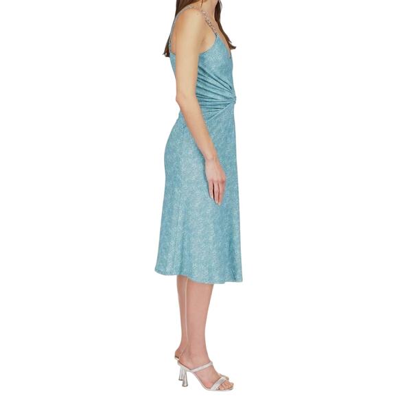 Michael Kors Women Turquoise Stretch Chain Twist Strap Cami Midi Dress Size XS - Picture 2 of 3